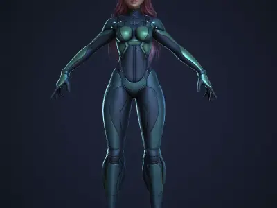 Female Futuristic Low-poly 3D model