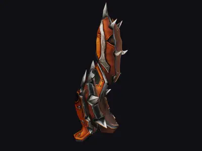 Fantasy Heavy Shield Steel Weapon Armor Cartoon Red Style Low-poly 3D model