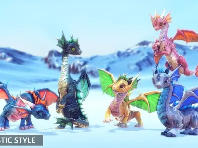 Little Dragons Sea Low-poly 3D model