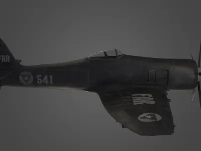 Hawker Sea Fury Airplane Military 3d Model Low-poly 3D model