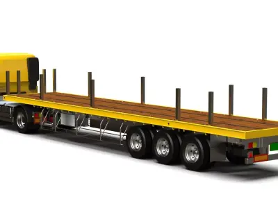 Generic Flatbed Semi-Trailer Truck 13M 3D model