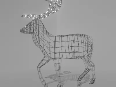 Wireframe Deer With Lights Free low-poly 3D model