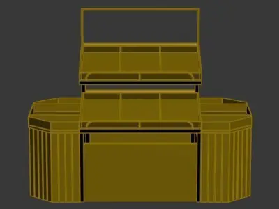 Stall model wooden display case with shelves and drawers Low-poly 3D model