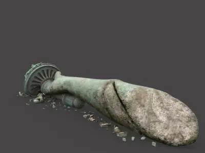 Broken Down Statue Of Libertys Hand and Torch 3D model