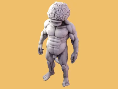 human mutant with a big brain 3D print model