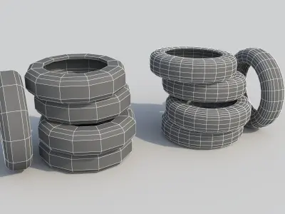 Tires in two variations of Polygons PBR Game-ready Low-poly 3D Low-poly 3D model