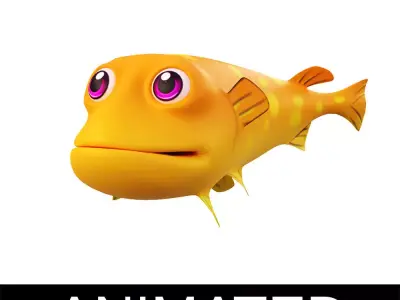 Northern Pike Fish Cartoon Animated Low-poly 3D model