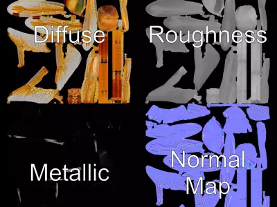 Golden Dragonfly model pack Low-poly 3D model