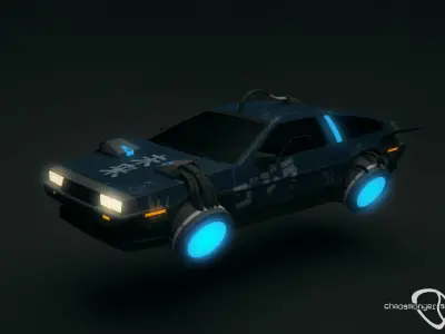 Cyberpunk Flying Car DeLorean Free 3D model