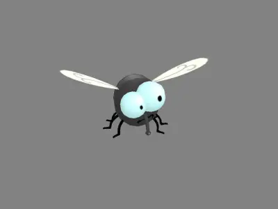 Cartoon house fly Low-poly 3D model