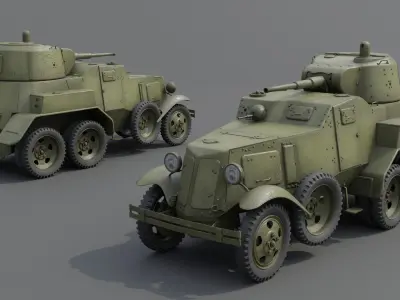 BA-10 Armored car Low-poly 3D model