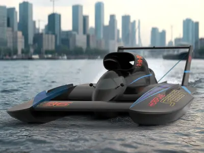 Jet Hydroplane Racing Boat Black 3D model purchase