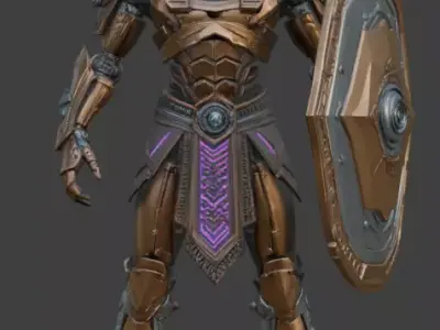 Cyberpunk Guardian 3D Statue 3D model