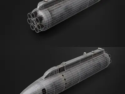 Game ready ORO-57K launcher unguided rockets Low-poly 3D model Low-poly 3D model