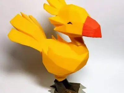 Low poly Chocobo pokemon bird papercraft Free 3D print model