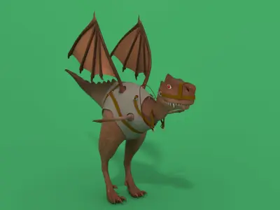 Dragon with wings Low-poly 3D model