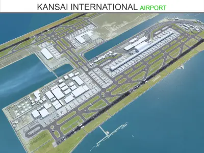 Kansai International Airport 10km Low-poly 3D model