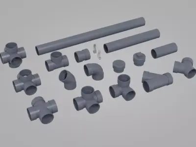 PVC Sanitary Pipes Low-poly 3D model