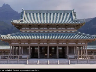Japanese Modular Temple 2 Low-poly 3D model