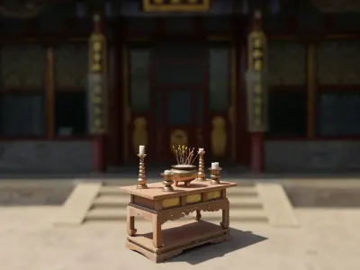 Japanese Temple Altar Low-poly 3D model