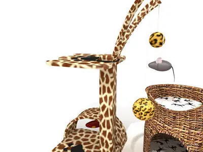 Cat set house with litter tray 3D model