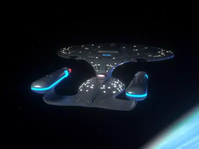 Star Trek Galaxy Class USS Enterprise NCC-1701-D PBR Low-poly 3D model