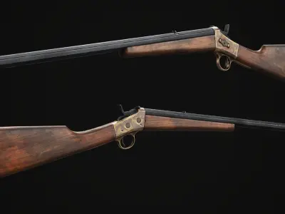 PBR Remington Rolling Block rifle Low-poly 3D model