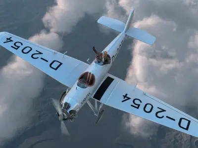 Vintage Aircraft with Pilot 3D model