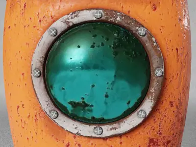 Orange Rusty Rocket Low-poly 3D model