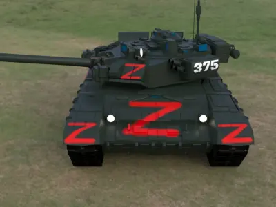 Wagner PMC T90A Main Battle Tank with Iconic Red Z Marking Low-poly 3D model