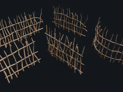 Wicker Fence Low-poly 3D model
