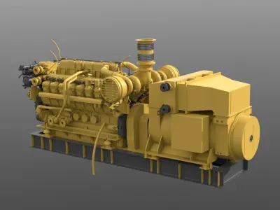 3D model Marine Propulsion Engine with Generator 3D model