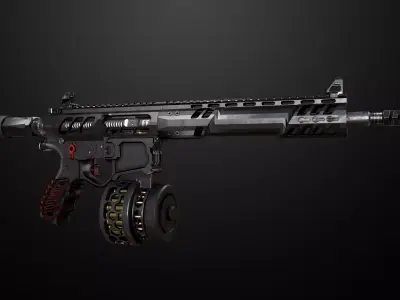 AR-15 Skeletonized  Low-poly 3D model