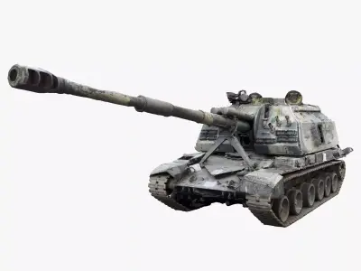 Destroyed 2S19 Msta 152 mm self-propelled howitzer M1990  3D model get