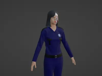 Cyber Police - Robot Woman Low-poly 3D model