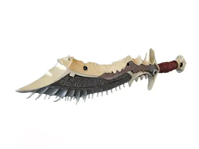 Futuristic dagger red gold High Poly Resolution 3D model