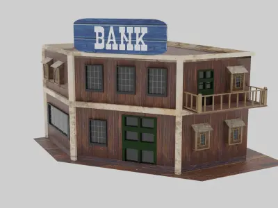 Wild West - Bank Low-poly 3D model