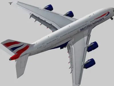 Airbus 380-8 British Airways livery Low-poly 3D model
