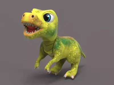 Baby Rex Toon Low-poly 3D model