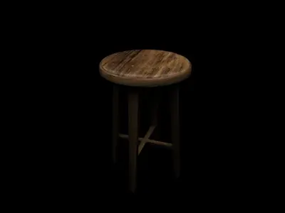 Wooden Stool - Low Poly 3d model Free low-poly 3D model