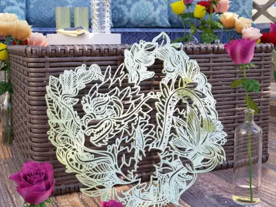 Heart Dragon with leaves 3D print model