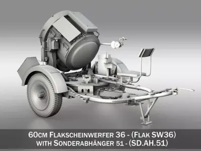 60cm Flak Scheinwerfer 36 - Flak SW 36 3D model