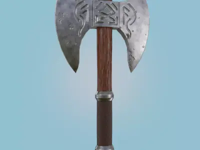 Viking Battle Axe PBR Game ready Low-poly 3D model