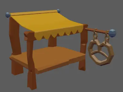 Stylized Cartoon Medieval market set Free low-poly 3D model