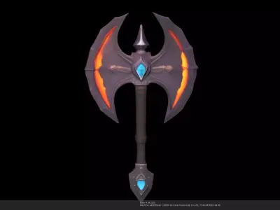 Stylized Infernal Battle Axe - AI Low-poly 3D model
