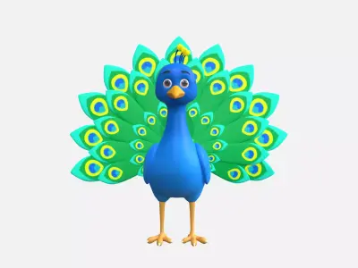 Cartoon Peacock 3D model