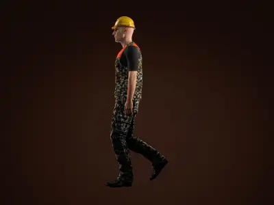 High Quality Male Army Worker Low-poly 3D model