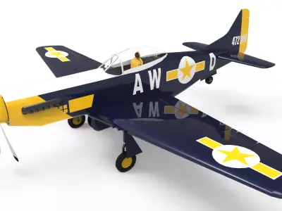 P-51 D MUSTANG  Low-poly 3D model