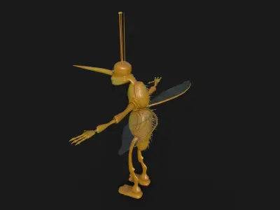 Mosquito Cartoon 3D  Low-poly 3D model