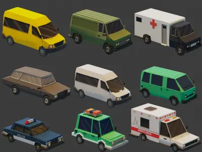 Low Poly Vehicles Low-poly 3D model